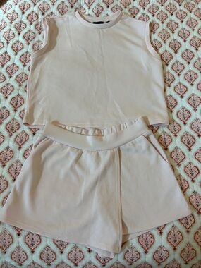 Pink lounge/athletic skort and tank top set